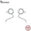 bamoer Twine Hoop Earrings for Women Solid Silver 925 Star Round Tiny Ear Hoops Fashion Jewelry Korean Jewelry SCE637