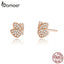 bamoer 100% Sterling Silver 925 Rose Gold Color Butterfly Stud Earrings for Women Wedding Statement Jewelry Brincos SCE776