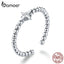 bamoer 925 Sterling Silver Stackable Finger Rings for Women Adjustable Open Ring for Size 6 7 8 9 Korean Style Jewelry SCR647