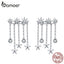 bamoer Stars Taseel Long Earrings for Women Weddding Statement Jewelry Authentic 925 Sterling Silver Fashion Jewlery SCE700