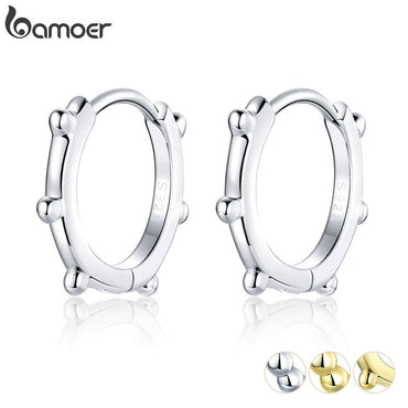 bamoer Simple Minimalist Ear Hoops  925 Sterling Silver Allergy Free Women Hoop Earrings Fashion Jewelry Mode Bijoux 12MM SCE804
