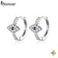 bamoer Authentic 925 Sterling Silver Jewelry Bright Eye Hoop Earrings for Women Clear Sparkling CZ Fashion Brincos SCE783