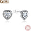 BAMOER Birthday Gift 925 Sterling Silver One Love Stud Earrings for Women Fine Heart Shape Gold Color Jewelry PAS473