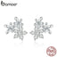 BAMOER Authentic 925 Sterling Silver Luminous Gypsophila Star Flower Stud Earrings for Women Sterling Silver Jewelry BSE030