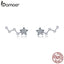 BAMOER Real 925 Sterling Silver Elegant Sparkling Star Crystal CZ Small Stud Earrings for Women Fashion Earrings Jewelry SCE439