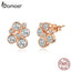 bamoer  Clear CZ Bubble Stud Earrings for Women Rose Gold Color 925 Sterling Silver Wedding Statement Jewelry Brincos SCE810