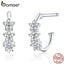 bamoer Flower Blossom Hoop Earrings for Women Genuine 925 Sterling Silver Clear CZ Statement Wedding Jewelry Female SCE756