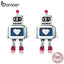 BAMOER Hot Sale Genuine 925 Sterling Silver Childhood Robot Heart Stud Earrings for Women Fashion Sterling Silver Jewelry SCE477