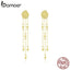 BAMOER Meteor Tassel Drop Earrings Golden Star Comet Long Dangle Earring Women High Quality 925 Sterling Silver Jewelry BSE109