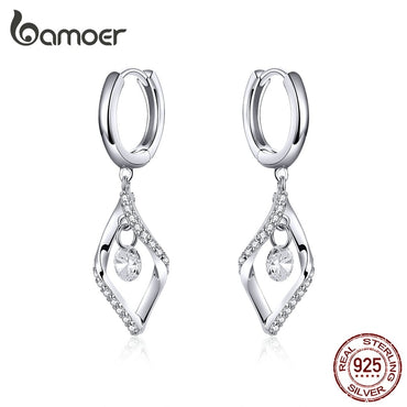 bamoer Sterling Silver 925 Jewelry Dangle Earrings for Women Elegant Wedding Statement Jewelry Bijoux 2020 New Brincos BSE322