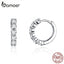 BAMOER Wedding Hoop Earrings for Women Sterling Silver 925 High Quality Cubic Zirconia Tiny Ear Hoops Statement Jewelry SCE524