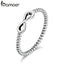 BAMOER Hot Sale 100% 925 Sterling Silver Trendy Infinity Elegant Finger Rings for Women Wedding Engagement Jewelry Gift SCR094