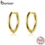 BAMOER Classic New 925 Sterling Silver Simple Round Circle Hoop Earrings for Women Fashion Jewelry SCE558