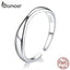 bamoer Irregular Ocean Wave Finger Rings for Women 925 Stelring Silver Free Size Adjustable Ring Female Fashion Jewelry SCR630