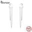 bamoer Authentic 925 Sterling Silver Punk Heart Long Chain Tassel Dangle Earrings for Women Unique Stylish Brincos SCE867