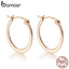 BAMOER Authentic 925 Sterling Silver Classic Round Circle Big Hoop Earrings for Women Sterling Silver Earrings Jewelry SCE478