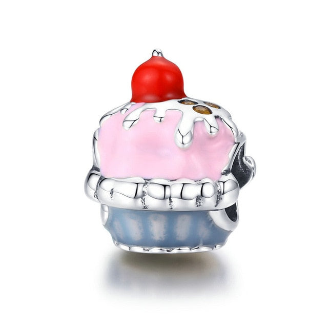 BAMOER Genuine 925 Sterling Silver Colorful Ice Cream Shape Beads Charms fit Fashion Bracelets Bangles Luxury Jewelry SCC1129