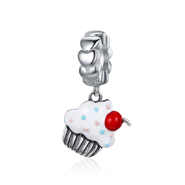 BAMOER Genuine 925 Sterling Silver Colorful Ice Cream Shape Beads Charms fit Fashion Bracelets Bangles Luxury Jewelry SCC1129