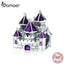 bamoer 100% Real 925 Stelring Silver Purple Enamel Castle Fairytale Charm Fit Original Bracelet & Bangle Women Jewelry BSC122