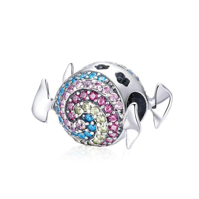 BAMOER Romantic New 925 Sterling Silver Rainbow Heart Shape Charms Beads fit Bracelets Necklaces DIY Jewelry Accessories SCC896