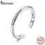 bamoer 925 Sterling Silver Sunshine Engrave Adjustable Finger Rings for Women Stackable Korea Style Fine Jewelry Anel SCR649