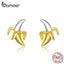 bamoer Fruit Banana Stud Earrings for Women Funny Design 925 Sterling Silver Korean Gold Color Fashion Jewelry Ear Pins SCE731