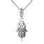 BAMOER New 925 Sterling Silver Lucky Hamsa Pendant Necklace Women Fine Jewelry Birthday Gift CC031