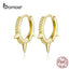 bamoer Gold Color Punk Ear Hoops Sterling Silver 925 Gear Hoop Earrings for Women and Men Zirconia Hiphop Jewelry BSE168