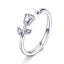 BAMOER Silver Ring Spring Garden Series Flower Plant Butterfly Silver 925 Ring Adjustable Size for Women Luxury Ring Fine Jewel