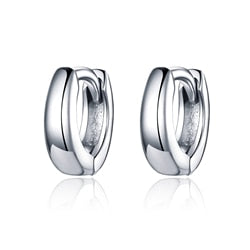 BAMOER Hoop Earrings for Women Trendy Styles 925 Sterling Silver Minimalist Simple Ear Hoops Silver Anti-allergy Fashion Jewelry