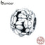 bamoer Real 925 Sterling Silver Metal Flower Round Beads for Women Jewelry Making Charm fit Original Silver Bracelet SCC1487