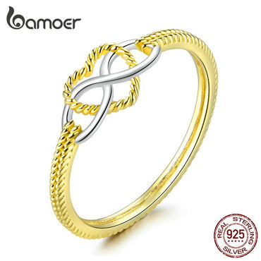 bamoer Infinity Love Finger Rings for Women Gold Color 925 Sterling Silver Wedding Promise Jewelry Original Design 2019 SCR600