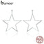 BAMOER Real 925 Sterling Silver Punk Rock Star Stud Earrings for Women Simple Geometric Line Fashion Earrings Jewelry SCE463