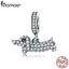 BAMOER Fashion New 925 Sterling Silver Crystal Dog Dachshund Pendant Charms Fit Bracelets & Necklaces Chain Jewelry SCC709