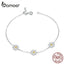 bamoer Daisy Flower Link Bracelet for Women Genuine 925 Sterling Silver Fresh Lovely Gifts Anti-allergy Gift Fine Jewelry SCB165