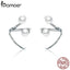 BAMOER 100% 925 Sterling Silver Earrings Elegant  Pearl Stud Earrings for Women Silver Jewelry SCE306