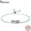 BAMOER Real 100% 925 Sterling Silver Infinity Love Chain Link Women Bracelet Sterling Silver Jewelry Valentine Day Gift SCB056