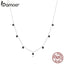 bamoer Black Crystal Round Beads Chain Necklace for Women Real 925 Sterling Silver Design Jewelry 2020 New Design SCN392