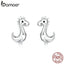 bamoer Silver 925 Dinosaur Stud Earrings for Women 925 Sterling Silver Cute Animal Ear Pins Fine Jewelry Bijoux Brincos SCE874