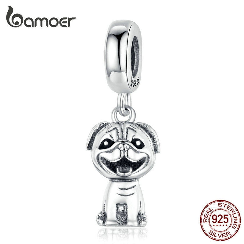 bamoer Animal Pet Dog Bako Pendant Charm fit Original Women Silver 925 Bracelet or Necklace 3D Design DIY Jewelry SCC1320