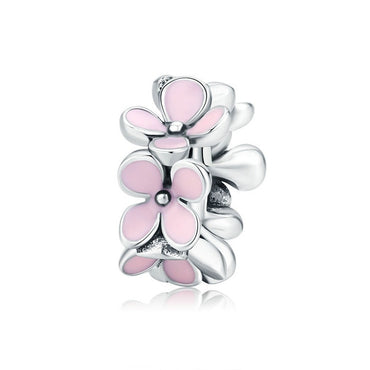 bamoer Genuine 925 Sterling Silver Metal Flower Beads Charm for Women Origianl Bracelet Bangle Silver Fine Jewelry SCC1486