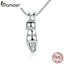 BAMOER High Quality Smooth 925 Sterling Silver Lovely Cat Long Tail Necklaces & Pendants S925 Fine Jewelry SCN032