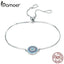 BAMOER 925 Sterling Silver Luxury Round Blue Lucky Eyes Power Bracelet Pave CZ Adjustable Link Chain Bracelets Jewelry SCB005