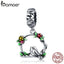 BAMOER New Arrival 100% 925 Sterling Silver Herald Of Spring Bird Cage Pendant Charm fit Women Bracelet DIY Jewelry Gift SCC645