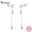 bamoer Long Tassel Drop Dangle Earrings for Women Wedding Genuine 925 Sterling Silver Fine Jewelry Brincos New Moda BSE288