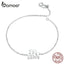 bamoer Silver 925 Jewelry Love Four Family Chain Bracelet for Women 925 Sterling Silver Fine Jewelry Festival Gifts SCB164