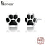 bamoer Dog Paw Silver 925 Stud Earrings for Girls Black Enamel Ear Studs Sterling Silver Fashion Jewelry Oreilles 2019 SCE757