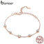 BAMOER Classic 925 Sterling Silver Heart Gold Color Women Bracelets Chain Lobster Clasp Bracelet Sterling Silver Jewelry SCB097