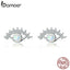 bamoer Lucky Eye Stud Earrings for Wonen 925 Sterling Silver Opal Jewelry Luxury Gifts Anti-allergic Ear Stud for Kids SCE856