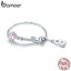 BAMOER Trendy New 925 Sterling Silver Love Heart Lock Key Chain Rings for Women Wedding Engagement Jewelry Anel SCR425